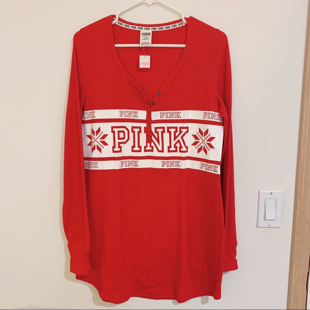 PINK long red shirt with buttons